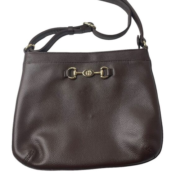 NWT GIANI BERNINI Horsebit-Detail Leather Crossbody - Picture 1 of 3